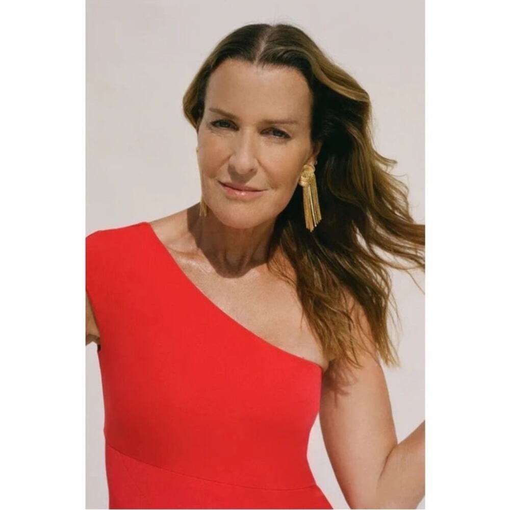 Tuckernuck x India Hicks Scarlet Carmen One Shoulder Midi Dress NWT Size S - Picture 2 of 15